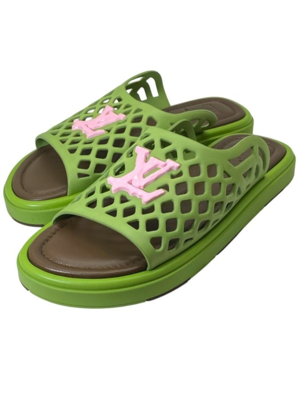 Louis Vuitton Tyler the Creator Waffle Line Sandals Rubber Leather Green
